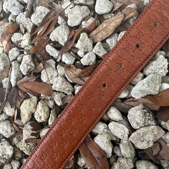 GG Gucci Emblematic Marmont Brown Leather Belt Silver Buckle L - Picture 8 of 15